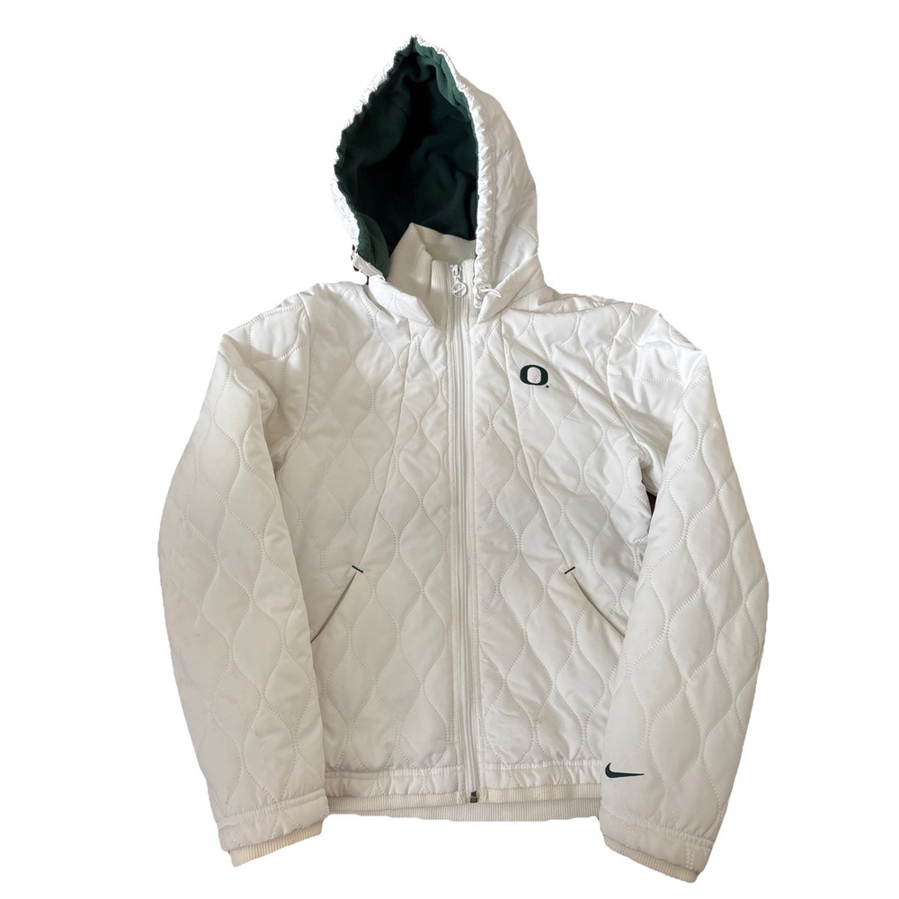 Nike Oregon Ducks Quilted Jacket White Puffer Coat Zip Up Women's Size Small